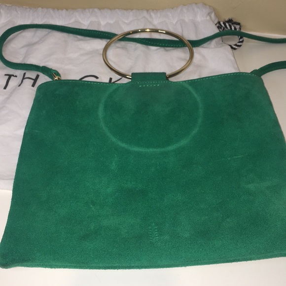 Thacker Le Pouch bag in Green Suede - Picture 2 of 5